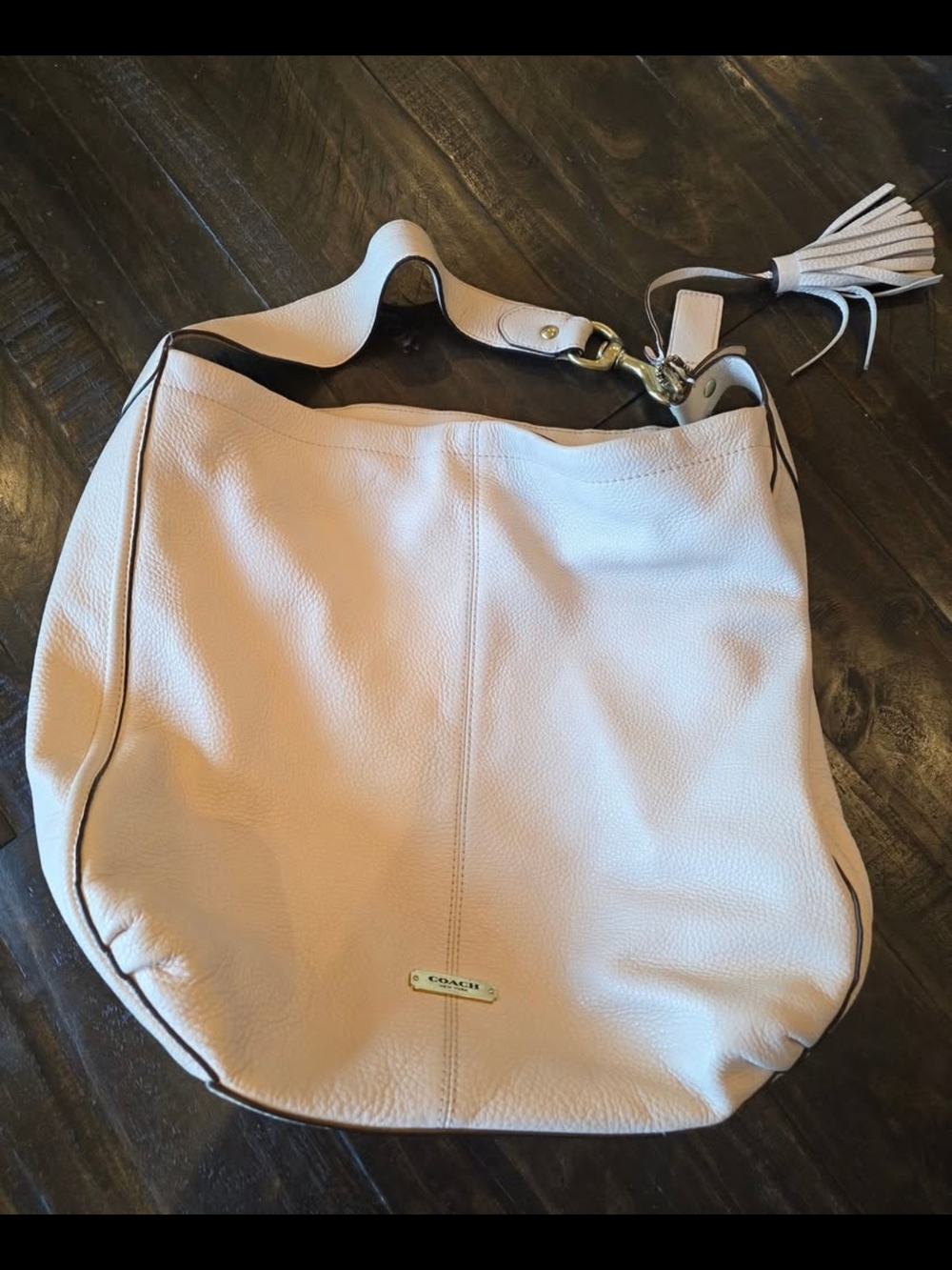 COACH Avery Soft Cream Leather Shoulder Hobo Bag with Gold Hardware And Dust Bag